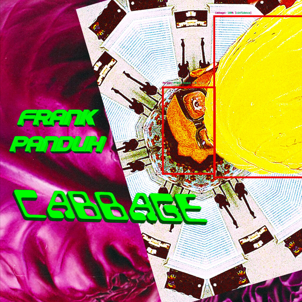 Album Art for music single by Frank Panduh, Titled "Cabbage" features a large purple cabbage and producer holding a cabbage.